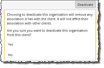 Confirm organization deactivation.